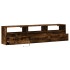 Mueble de TV de pared con LED roble ahumado 180x31x45