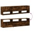 Mueble de TV de pared con LED roble ahumado 180x31x45