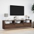 Mueble de TV de pared con LED marrón roble 180x31x45