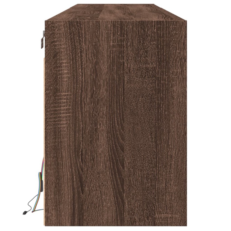 Mueble de TV de pared con LED marrón roble 180x31x45