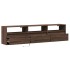 Mueble de TV de pared con LED marrón roble 180x31x45