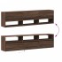 Mueble de TV de pared con LED marrón roble 180x31x45