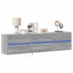 Mueble de TV de pared con LED gris Sonoma 180x31x45 cm