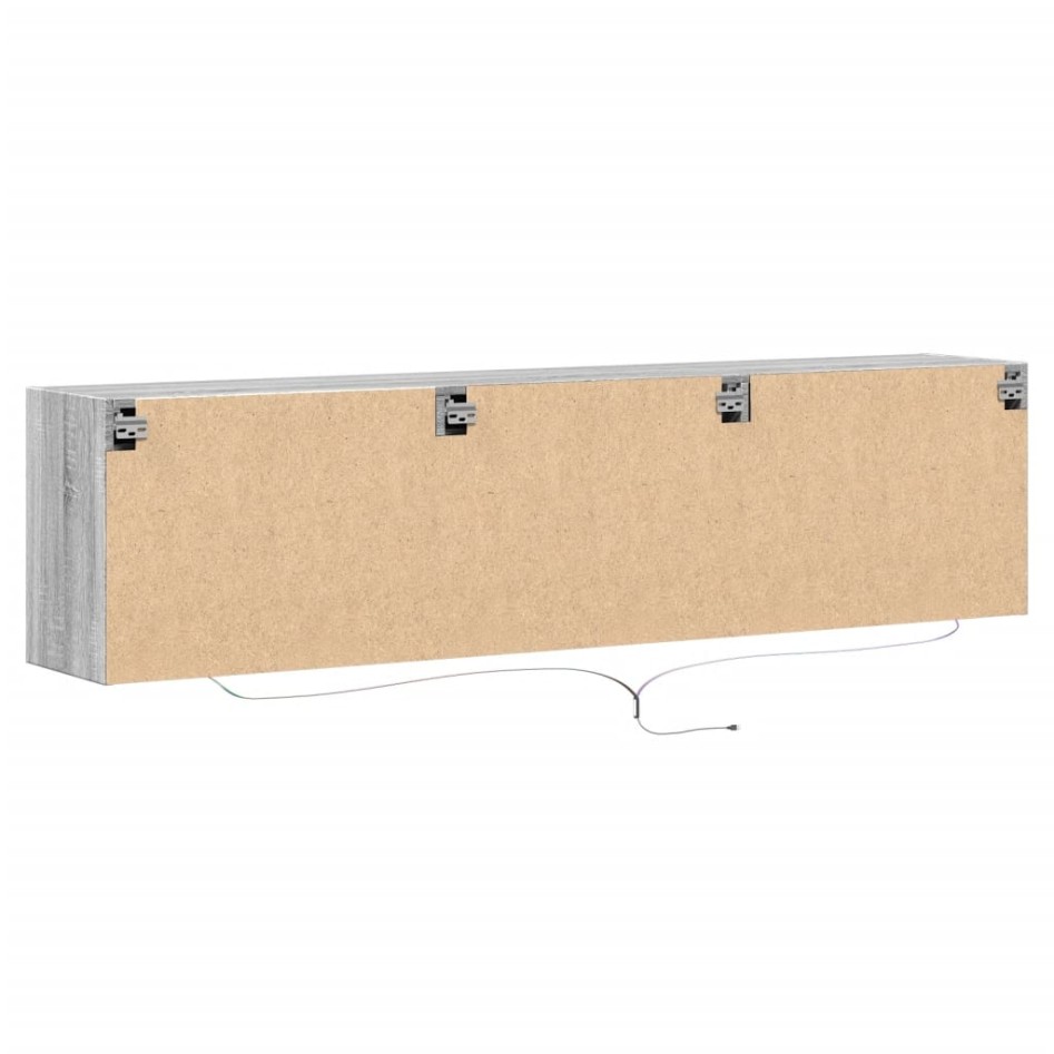Mueble de TV de pared con LED gris Sonoma 180x31x45