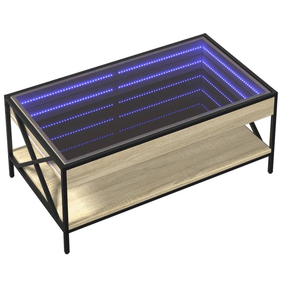 Mesa de centro con Infinity LED roble Sonoma 90x50x38