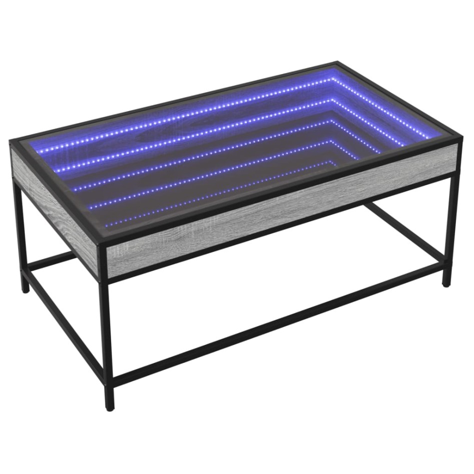 Mesa de centro con Infinity LED gris Sonoma 90x50x41