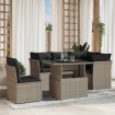 Set de sofás de jardín 6 pzas y cojines ratán sintético gris