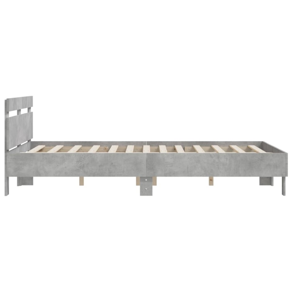 Cama con cabecero madera de ingeniería gris hormigón 140x200