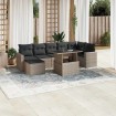 Set de sofás de jardín 8 pzas y cojines ratán sintético gris