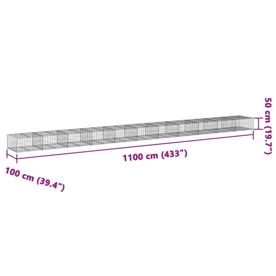 Cesta de gaviones con cubierta hierro galvanizado