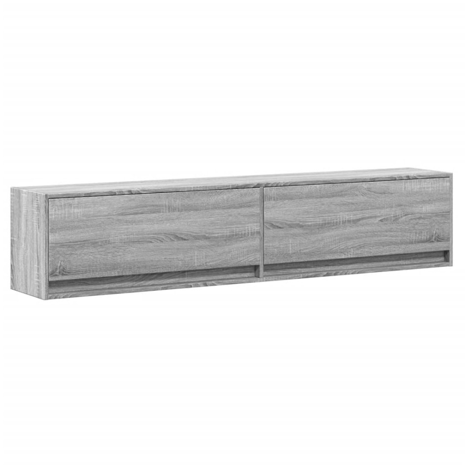 Mueble de TV de pared con LED gris Sonoma 180x31x38
