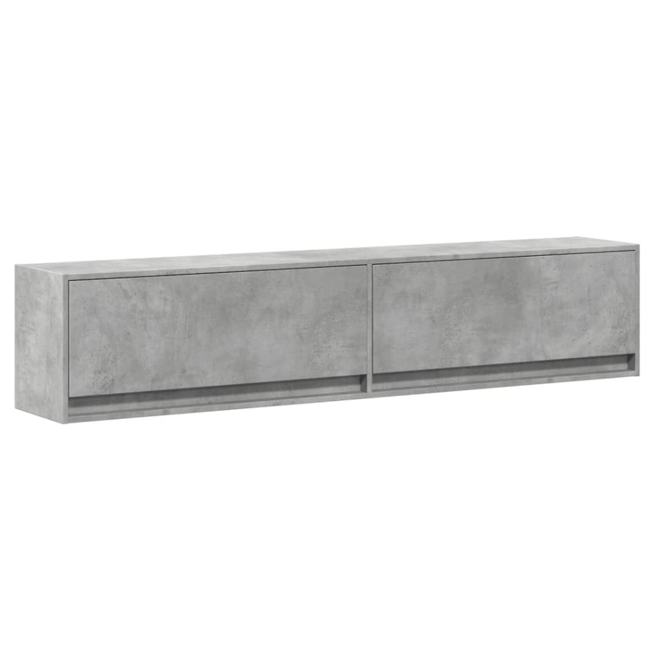 Mueble de TV de pared con LED gris hormigón 180x31x38