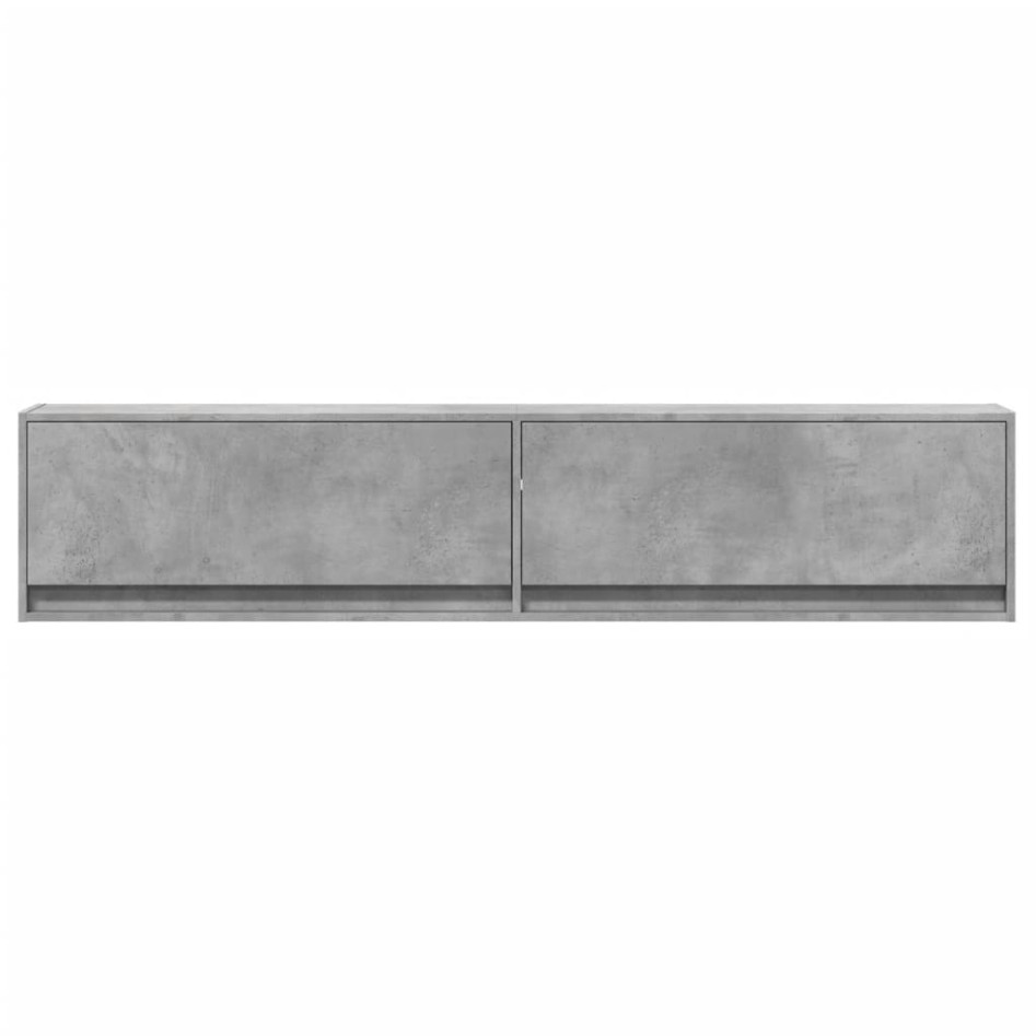 Mueble de TV de pared con LED gris hormigón 180x31x38