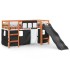 Cama alta niños con cortinas madera pino blanco negro 80x200