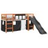 Cama alta niños con cortinas madera pino blanco negro 80x200
