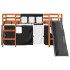 Cama alta niños con cortinas madera pino blanco negro 80x200