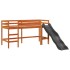 Cama alta para niños con cortinas madera pino rosa 80x200