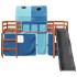 Cama alta para niños con túnel madera pino azul 90x190
