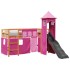 Cama alta para niños con torre madera pino rosa 90x200