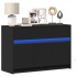 Mueble de TV con LED madera de ingeniería negro 91x34x61