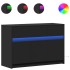 Mueble de TV con LED madera de ingeniería negro 91x34x61