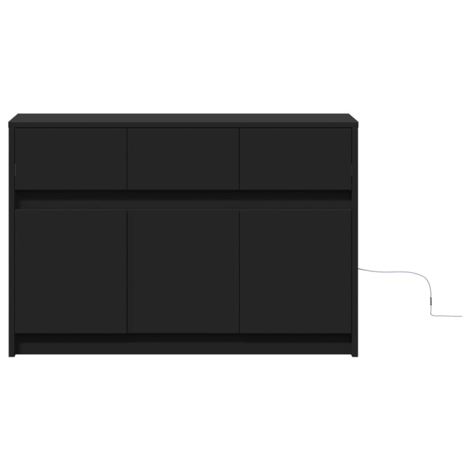 Mueble de TV con LED madera de ingeniería negro 91x34x61