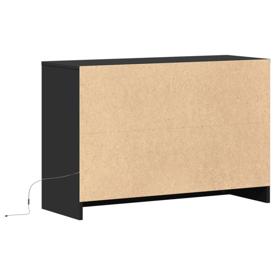 Mueble de TV con LED madera de ingeniería negro 91x34x61