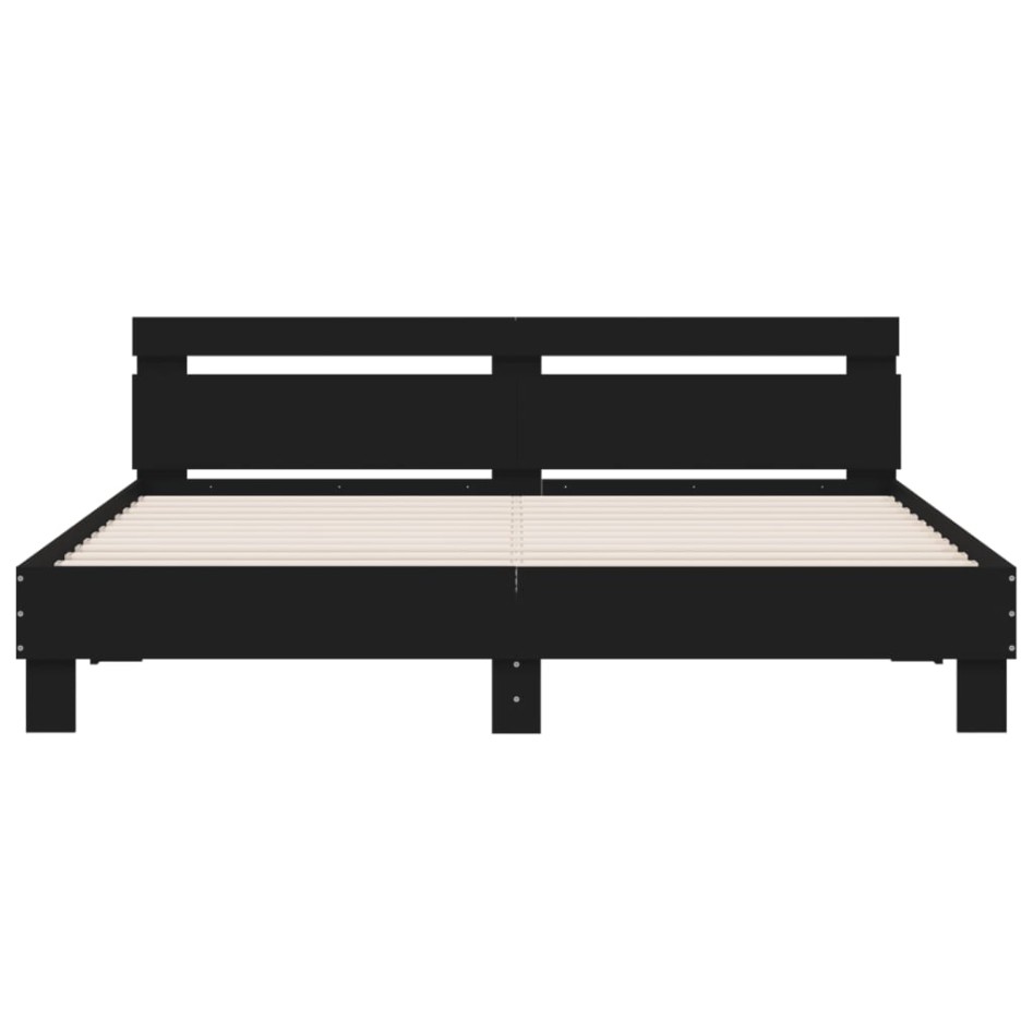 Estructura cama con cabecero madera ingeniería negro 180x200