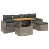 Set de muebles de jardín 6 pzas y cojines ratán sintético
