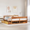 Cama sin colchón madera maciza de pino marrón cera 180x200 cm