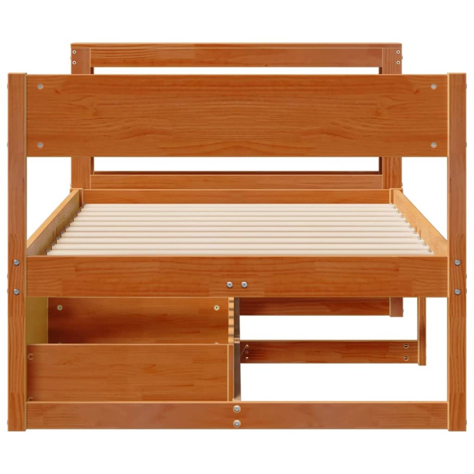 Estructura de cama sin colchón madera maciza marrón 75x190