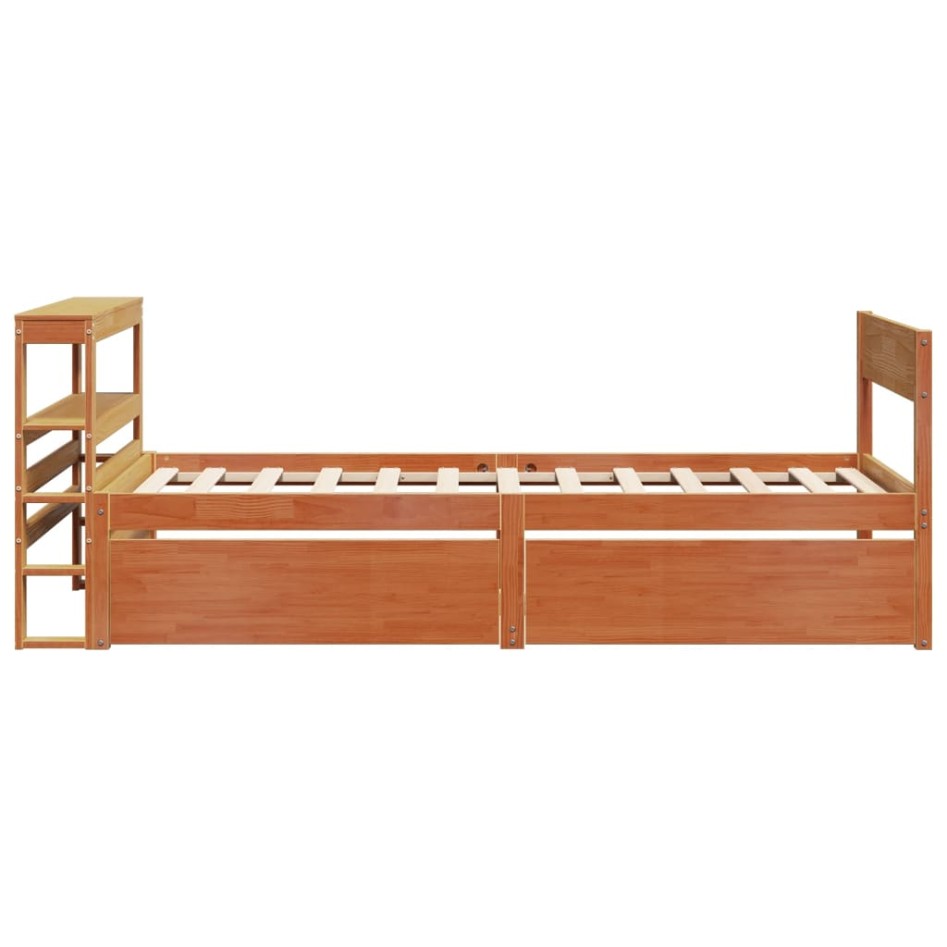 Estructura de cama sin colchón madera maciza marrón 75x190