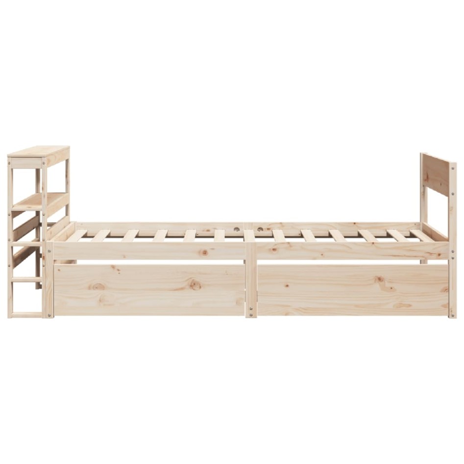 Estructura de cama sin colchón madera maciza pino 75x190