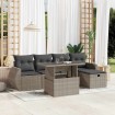 Set de sofás de jardín 6 pzas y cojines ratán sintético gris