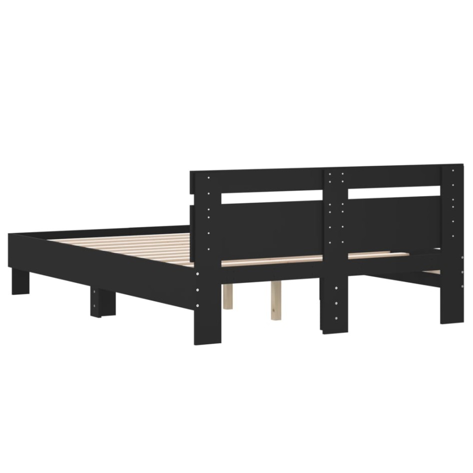 Estructura cama con cabecero madera ingeniería negro 120x190