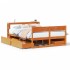 Cama sin colchón madera maciza de pino marrón cera 140x190