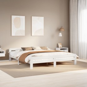 Estructura de cama sin colchón madera maciza blanca 200x200