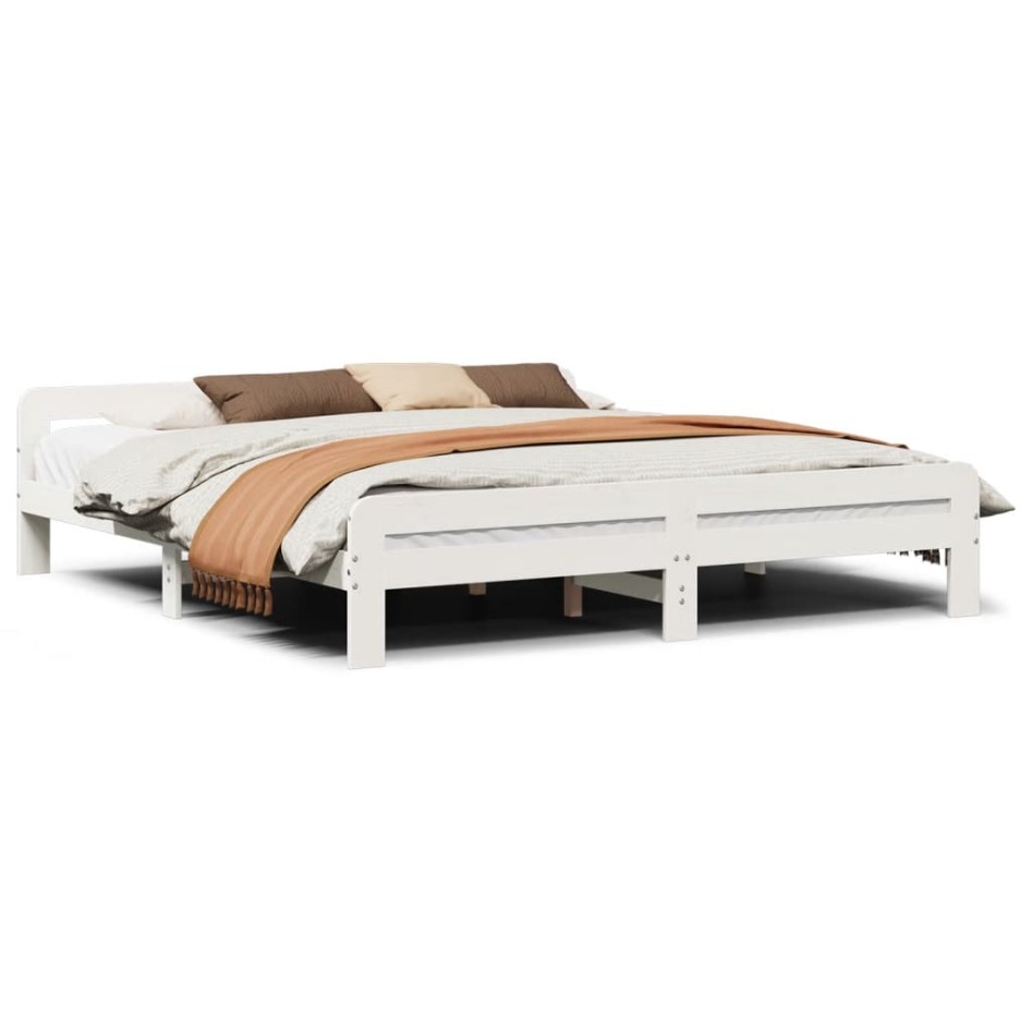 Estructura de cama sin colchón madera maciza blanca 200x200