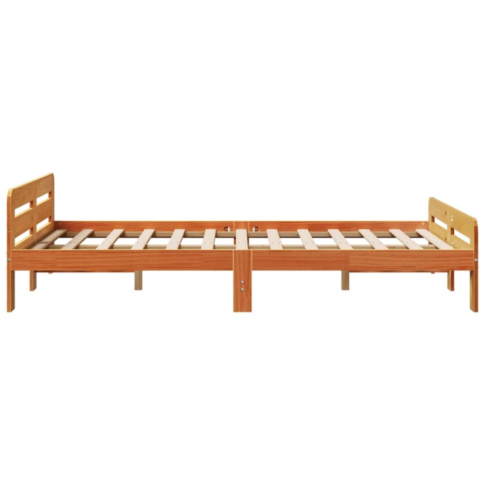 Cama sin colchón madera maciza de pino marrón cera 120x200