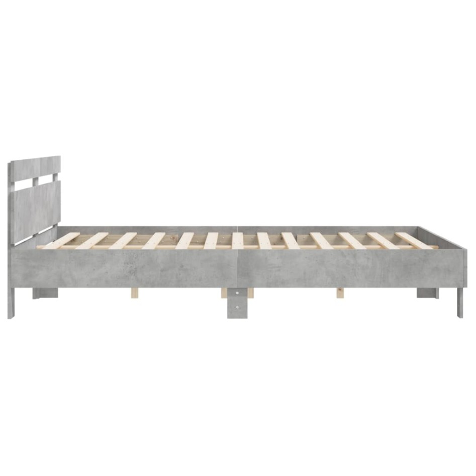 Cama con cabecero madera de ingeniería gris hormigón 160x200