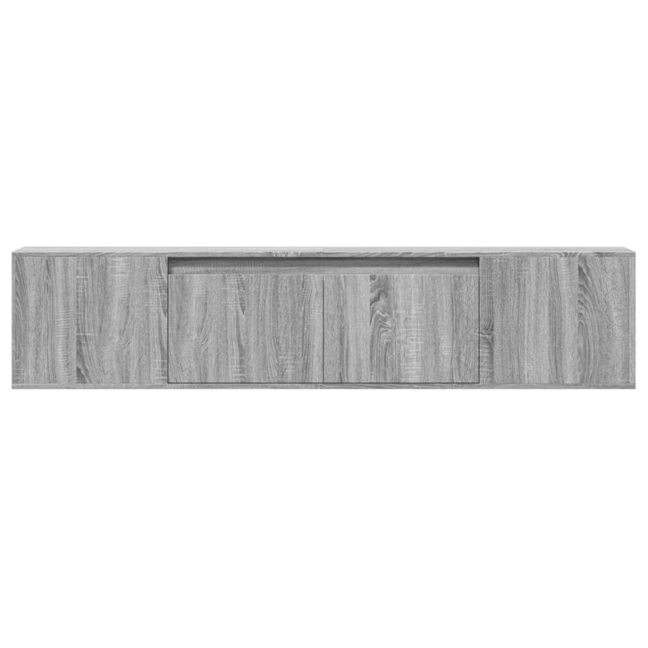 Mueble de TV de pared con luz LED gris Sonoma 180x31x39,5