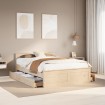 Cama con cabecero sin colchón madera maciza de pino 160x200 cm