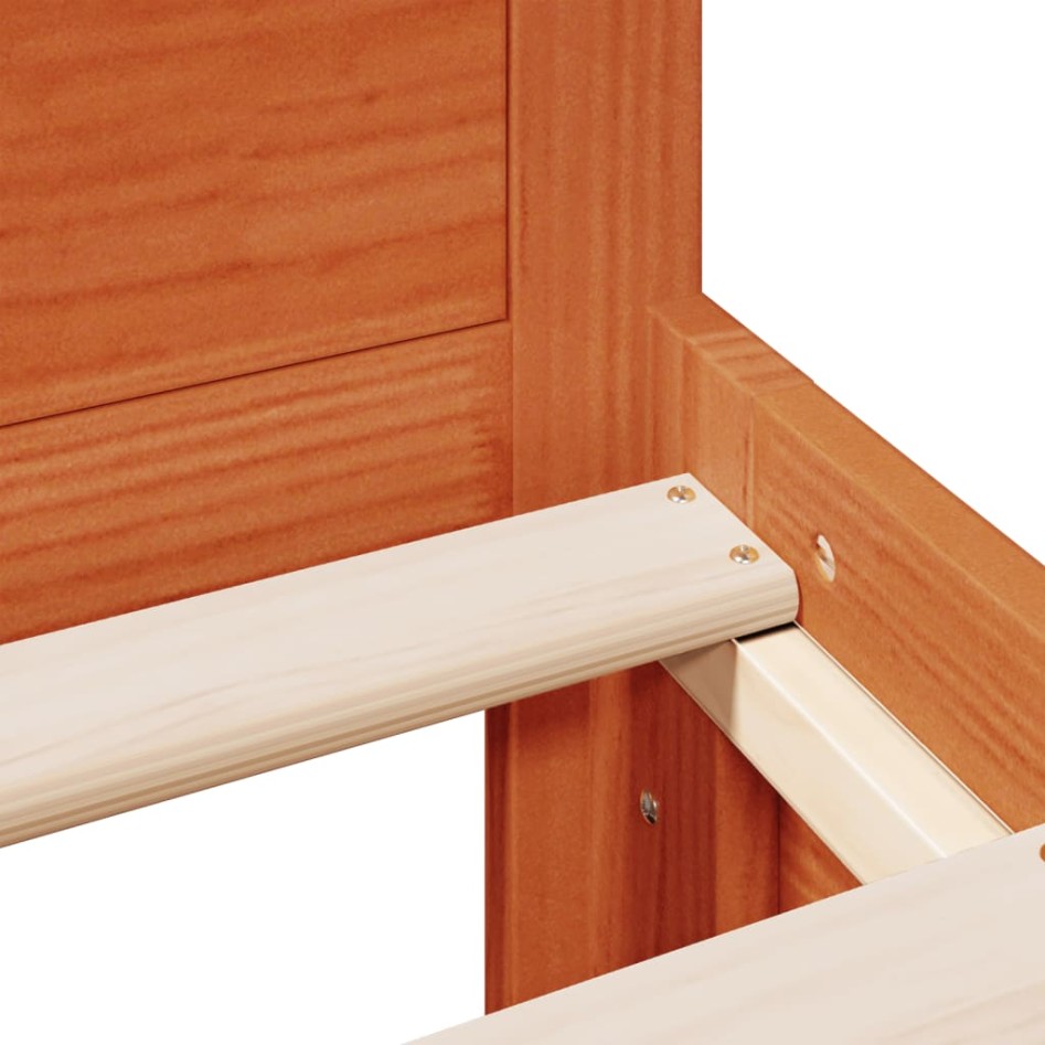 Cama con cabecero sin colchón madera maciza marrón 140x200