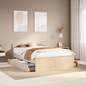 Cama con cabecero sin colchón madera maciza de pino 140x200