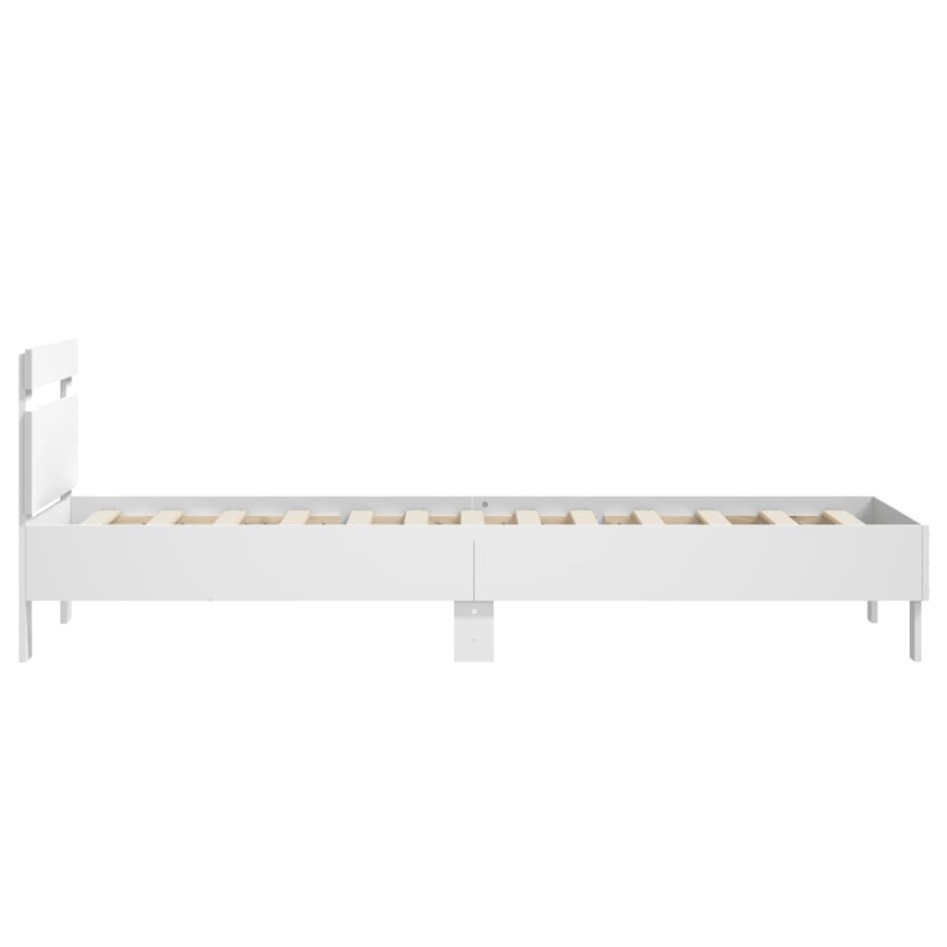 Estructura cama con cabecero madera ingeniería blanco 90x200