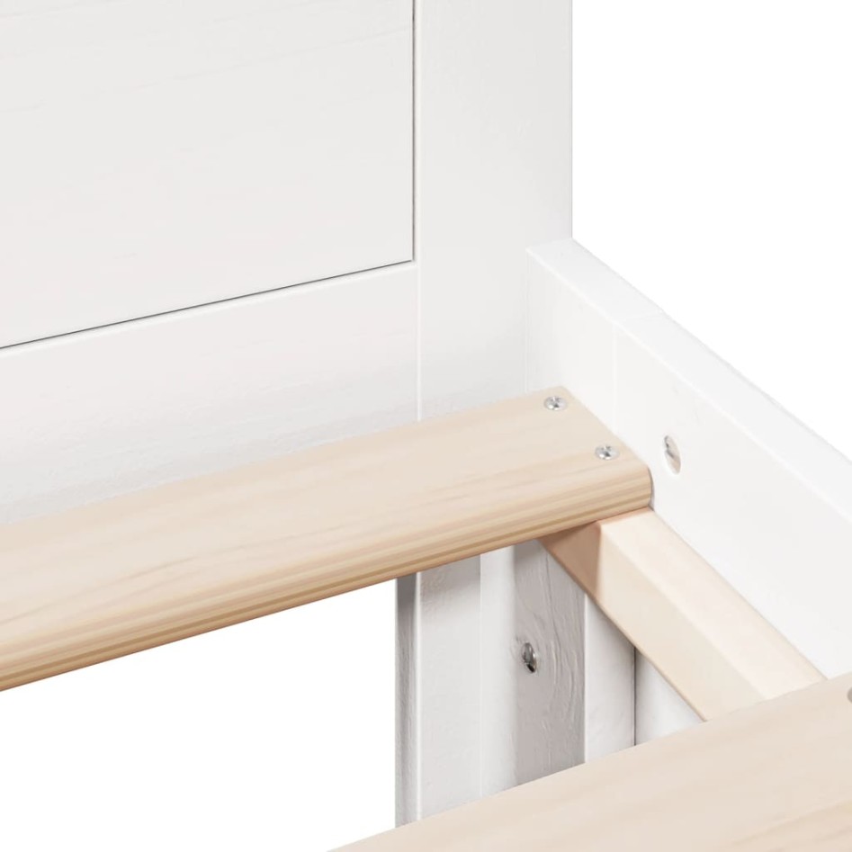 Cama con cabecero sin colchón madera maciza blanca 140x190