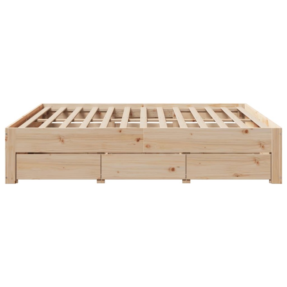 Cama con cajones sin colchón madera maciza de pino 200x200