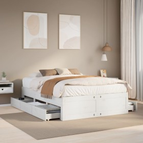 Cama con cajones sin colchón madera maciza blanca 150x200