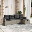 Set de sofás jardín y cojines 5 pzas ratán sintético gris claro
