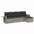 Set de sofás jardín y cojines 5 pzas ratán sintético gris